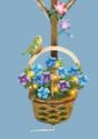 Lighted Flower Basket Garden Stake w Birds & Birdh