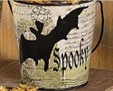 Decorative Halloween Pails w Bats Ravens Crow Vint