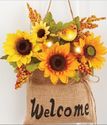 Fall Sunflower & Berries Hanging Bouquet In Hemp B