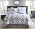 Scrolled Denim and Beige Comforter Set with Sheets