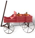 Country Red Rustic Wooden Garden Wagon Decorative 