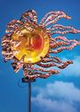 Glass Sun Face Solar Lighted Garden Stake Blowing 