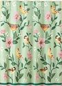 Sage Green Shower Curtain w/ Birds atop Floral Vin