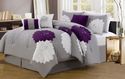 Elegant Embroidered Flowers Purple Gray and White 