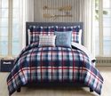 Nautical Navy Blue, Red and White Plaid 5 Piece Co