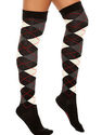 Womens New Black Argyle Over the Knee Thigh High S