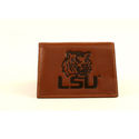 LSU Louisiana State Tigers Dark Tan Leather Wallet