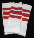 Womens Mens New White Knee High Tube Socks Red Str