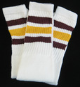 Womens Mens New White Knee High Tube Socks Maroon 