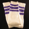 Womens Mens New White Knee High Tube Socks Purple 