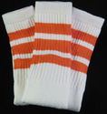 Womens Mens New White Knee High Tube Socks Orange 