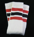 Womens Mens New White Knee High Tube Socks Red Bla