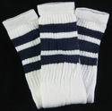 Womens Mens New White Knee High Tube Socks Navy Bl