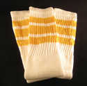 Womens Mens New White Knee High Tube Socks Yellow 