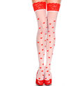 Sexy Womens New White Thigh High Red Heart Lace To