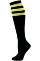 Womens New Black Knee High Socks Green Derby Strip