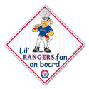 Texas Rangers Fan Car Window Baby on Board Sign In