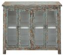 Rustic Style Wood & Glass Cabinet w Multiple Shelv