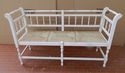 tropical Style Bench Stucco White Finish Solid Woo