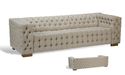 Sofa Couch Oak Frame Linen Tufted 8' Eight Feet Lo