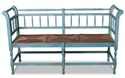 Tropical Style Bench Sicilian Blue Finish Solid Wo