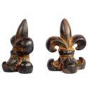 French BookEnds fleur de lis Resin heavy Gold Copp