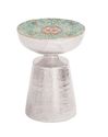 Hammered Metal Stool w/ Colorful Seat Ethnic Triba