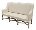Sofa Bench Settee in Old Oak High Back Linen Beige