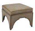 Square Canvas Ottoman w/ Leather Accents Natural F