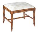 Tropical Style Footstool Solid Walnut w/ Floral Fa