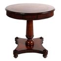Pedestal Entry Table Solid Mahogany Top Inlaid Han