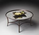 Cocktail Table Round Rustic Mirror & Metal New Fre