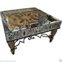 Cocktail Table Glass & Iron Mediterranean Reversed
