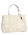Oscar de La Renta Floral Lace Canvas Handbag