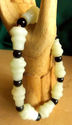 Natural Hetian Jade Bead Bracelet/White Barrel Bea