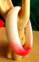 Natural Hand Carved Pink & White Jade/Jadeite Bang