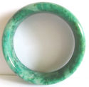 Speckled Green Hand Carved Jade Bangle/inside diam
