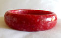 Red & Cream Hand Carved Jade Bangle/inside diam 63