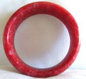 Red & Cream Hand Carved Jade Bangle/inside diam 63