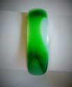 Natural Hand Carved Green & WhateJade/Agate Bangle