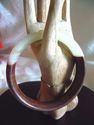 Brown & Cream Hand Carved Jade Bangle/inside diam 