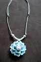 Handmade Ceramic Light Blue Peony Necklace
