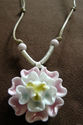 Handmade Ceramic Pink & White Flower Necklace