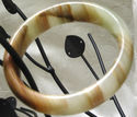 Natural Hand Carved Jade Bangle/62mm inside diam