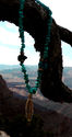 Navajo Hand Made Turquois  20"  Feather & Bear Fet
