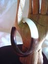 Brown & Cream Hand Carved Jade Bangle/inside diam 