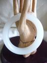  Hand Carved Pure White  Jade Bangle/inside diam 6