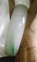 Hand Carved Natural Jade Green & White Bangle/63mm