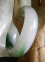Hand Carved Natural Jade Green & White Bangle/63mm