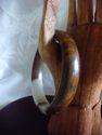 Hand Carved Natural Cream & Brown Jade Bangle/62mm